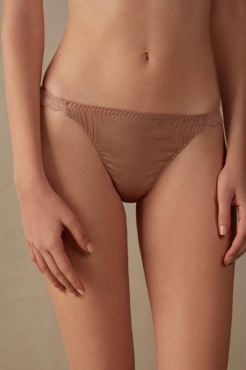 Intimissimi Silk and Lace G-String Ženske Gaćice Roze | HR 2545GLS