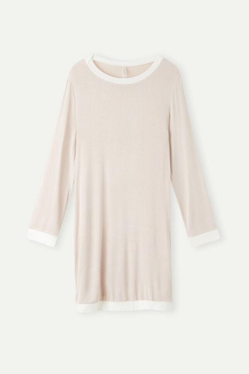 Intimissimi Simple Elegance Night Shirt Ženske Pidžama Roze Bijele | HR 2217PQC