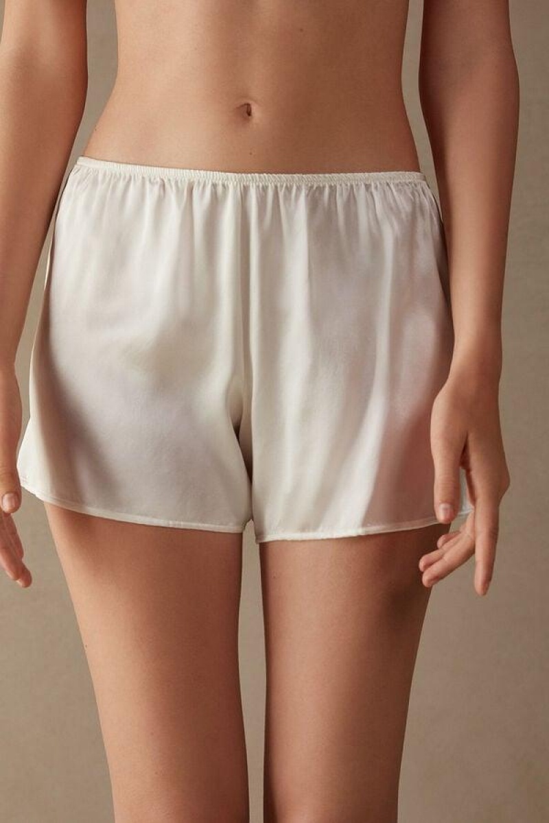 Intimissimi Smooth Silk-Satin Shorts Ženske Pidžama Bijele | HR 2000QZD