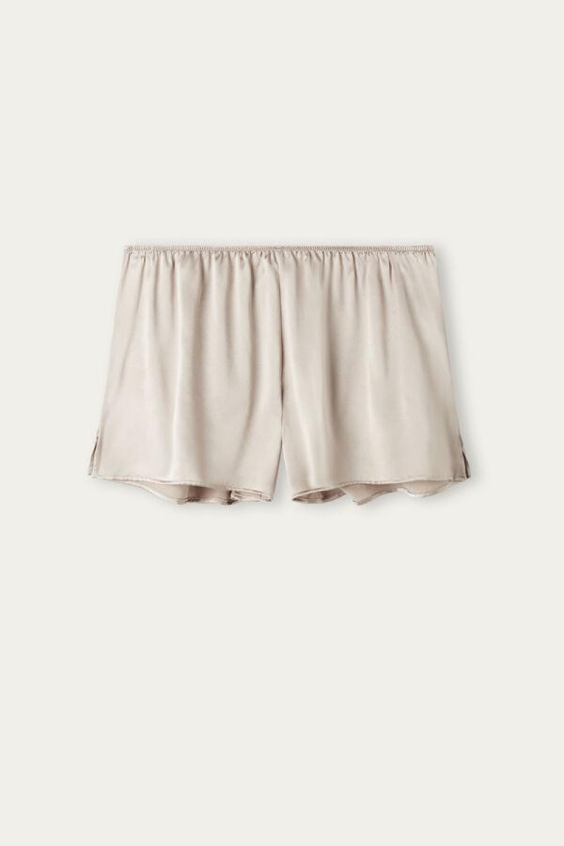 Intimissimi Smooth Silk-Satin Shorts Ženske Pidžama Bež | HR 1991KIR