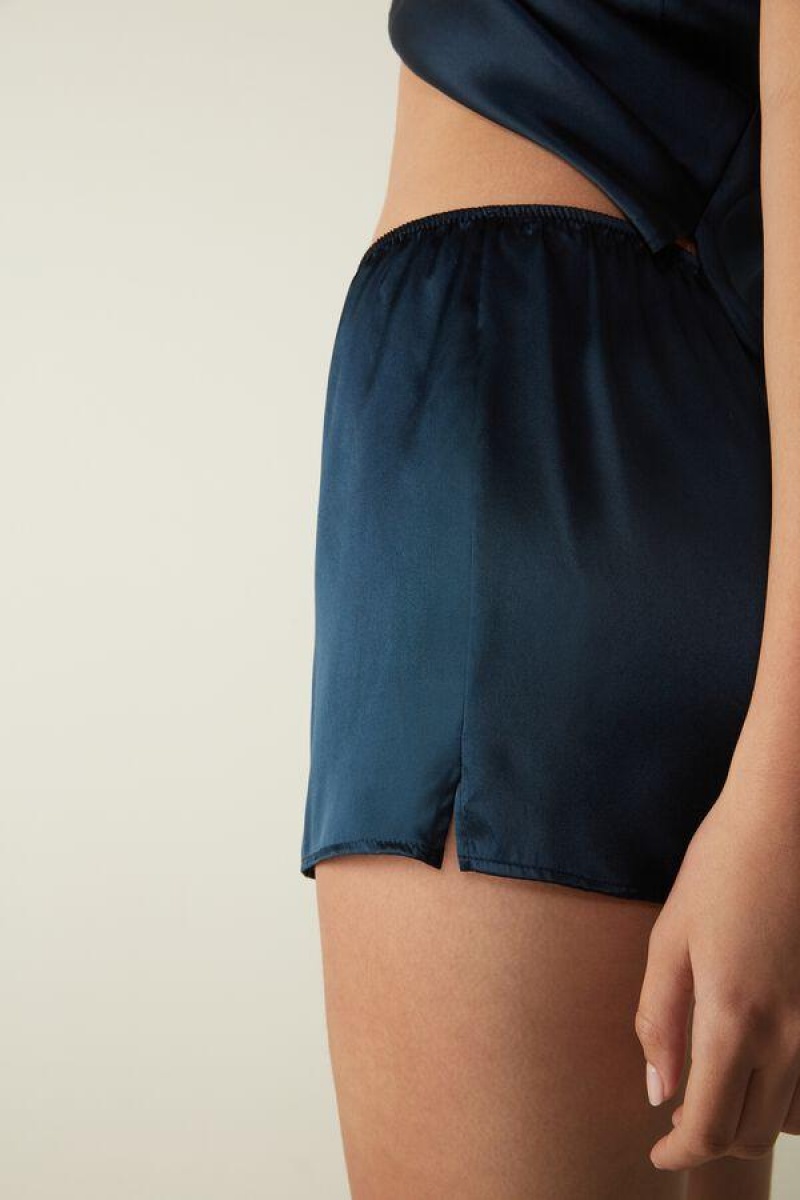 Intimissimi Smooth Silk-Satin Shorts Ženske Pidžama Plave | HR 1992LHT