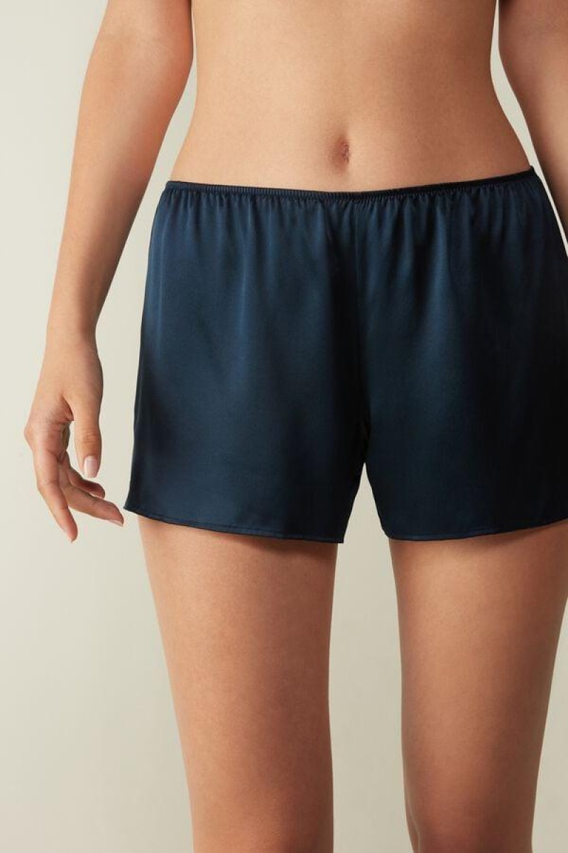 Intimissimi Smooth Silk-Satin Shorts Ženske Pidžama Plave | HR 1992LHT