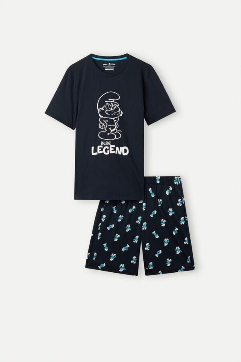 Intimissimi Smurfs Short Cotton Muške Pidžama Plave | HR 2883DNS