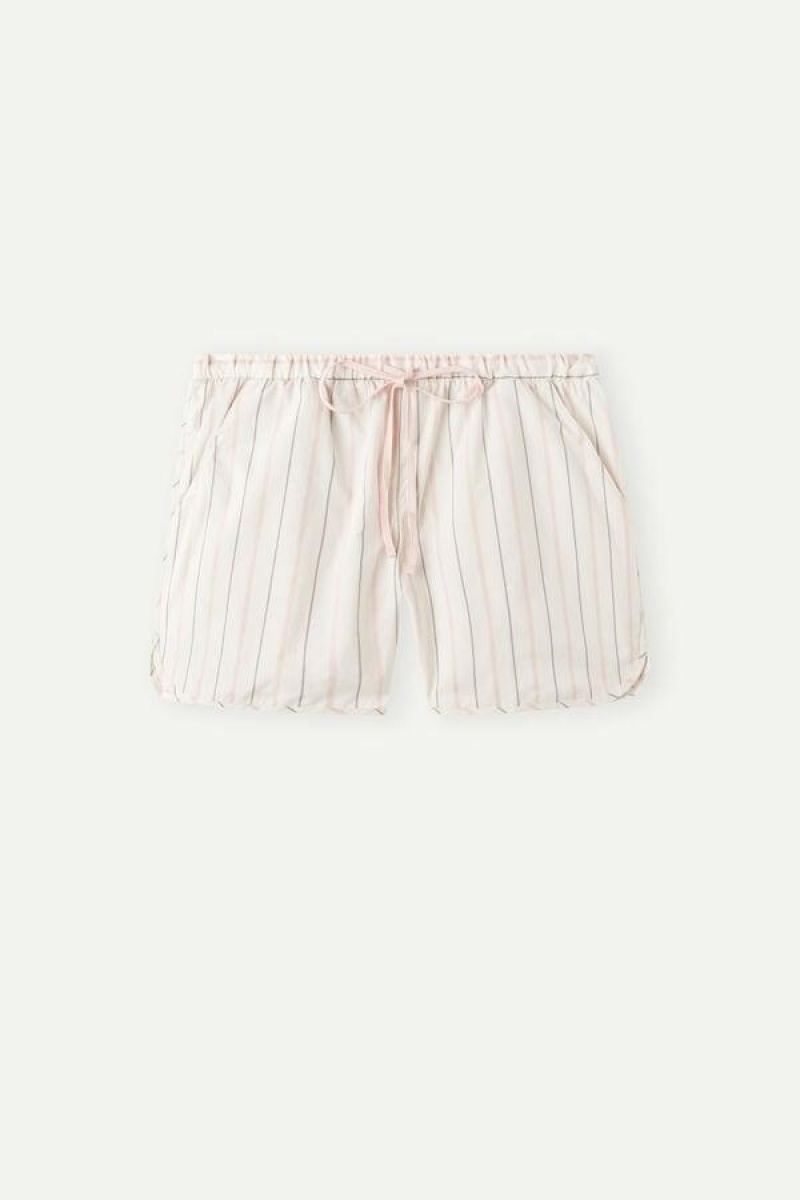 Intimissimi Soft Spring Cotton Cloth Shorts Ženske Pidžama Bež Roze Prugice | HR 1971BCP