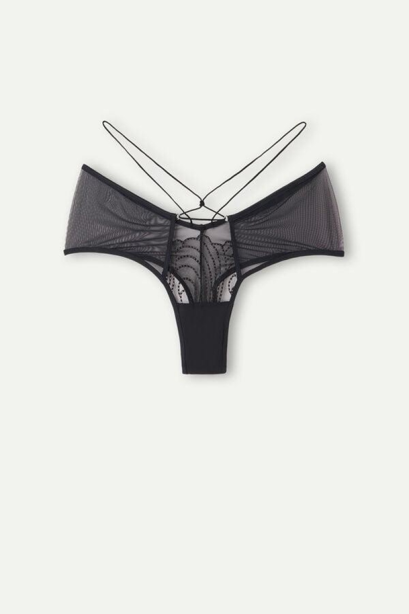 Intimissimi Steal the Show ‘80s Stil Hipster Brazilian Ženske Gaćice Crne | HR 2305ZGY