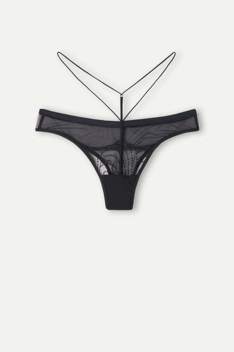 Intimissimi Steal the Show High Rise Brazilian Ženske Gaćice Crne | HR 2496SOG