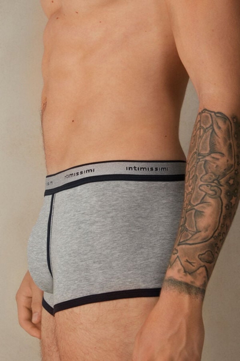 Intimissimi Stretch Supima® Cotton Shorts with Logo Detail Muške Boxer Svijetlo Sive Plave | HR 2576PQJ