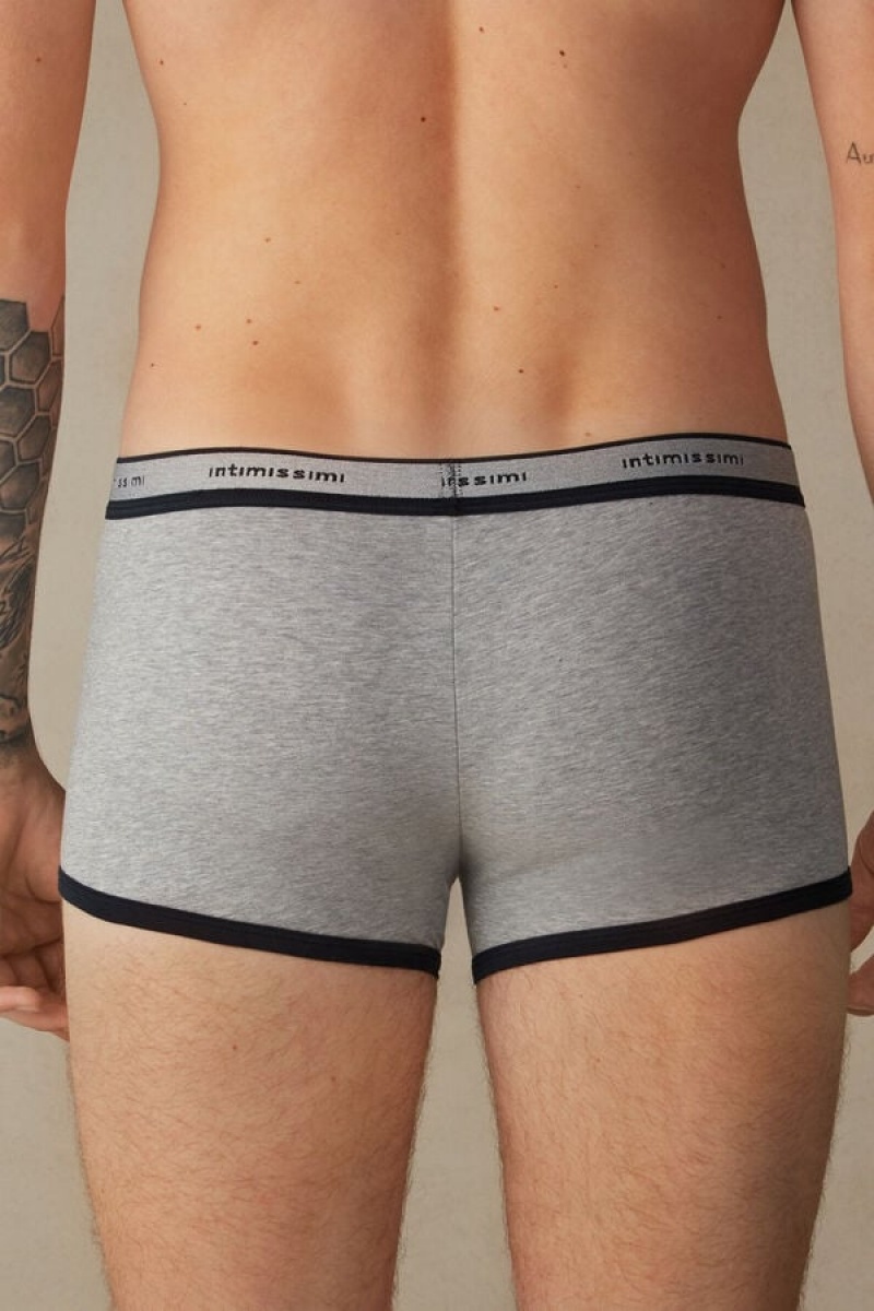 Intimissimi Stretch Supima® Cotton Shorts with Logo Detail Muške Boxer Svijetlo Sive Plave | HR 2576PQJ