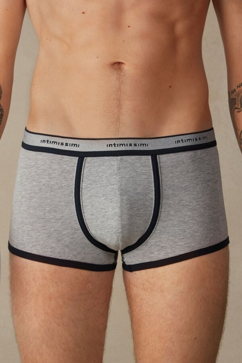 Intimissimi Stretch Supima® Cotton Shorts with Logo Detail Muške Boxer Svijetlo Sive Plave | HR 2576PQJ