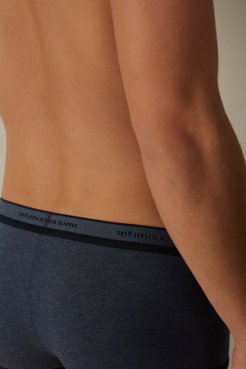 Intimissimi Stretch Supima® Cotton Shorts with Logo Detail Muške Boxer Plave Plave | HR 2613NBW