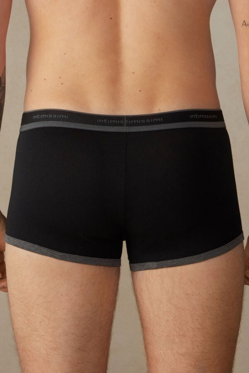 Intimissimi Stretch Supima® Cotton Shorts with Logo Detail Muške Boxer Crne Tamno Sive | HR 2614BCE