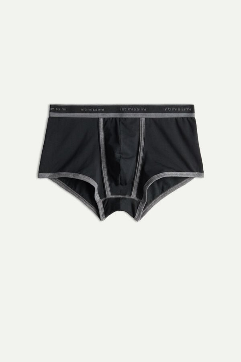 Intimissimi Stretch Supima® Cotton Shorts with Logo Detail Muške Boxer Crne Tamno Sive | HR 2614BCE