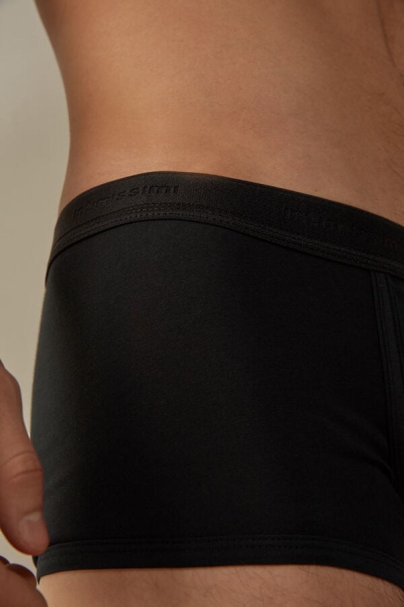 Intimissimi Stretch Supima® Cotton Shorts with Logo Detail Muške Boxer Crne Crne | HR 2635RWB