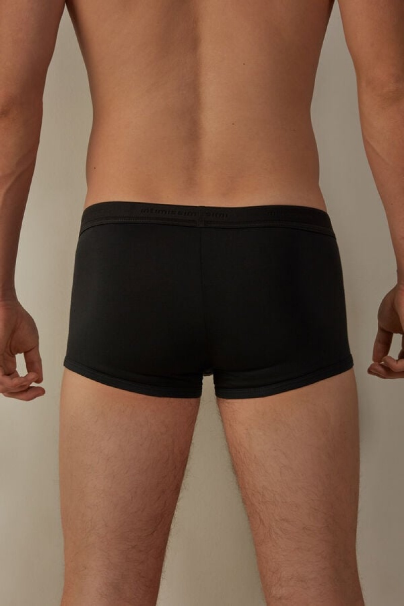 Intimissimi Stretch Supima® Cotton Shorts with Logo Detail Muške Boxer Crne Crne | HR 2635RWB