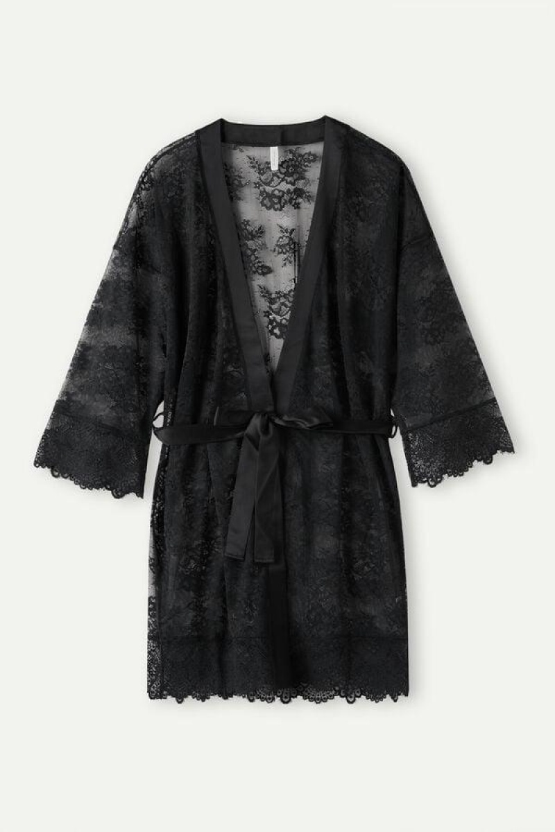 Intimissimi Stunning Beauty Lace Robe Ženske Pidžama Crne | HR 2194DNN