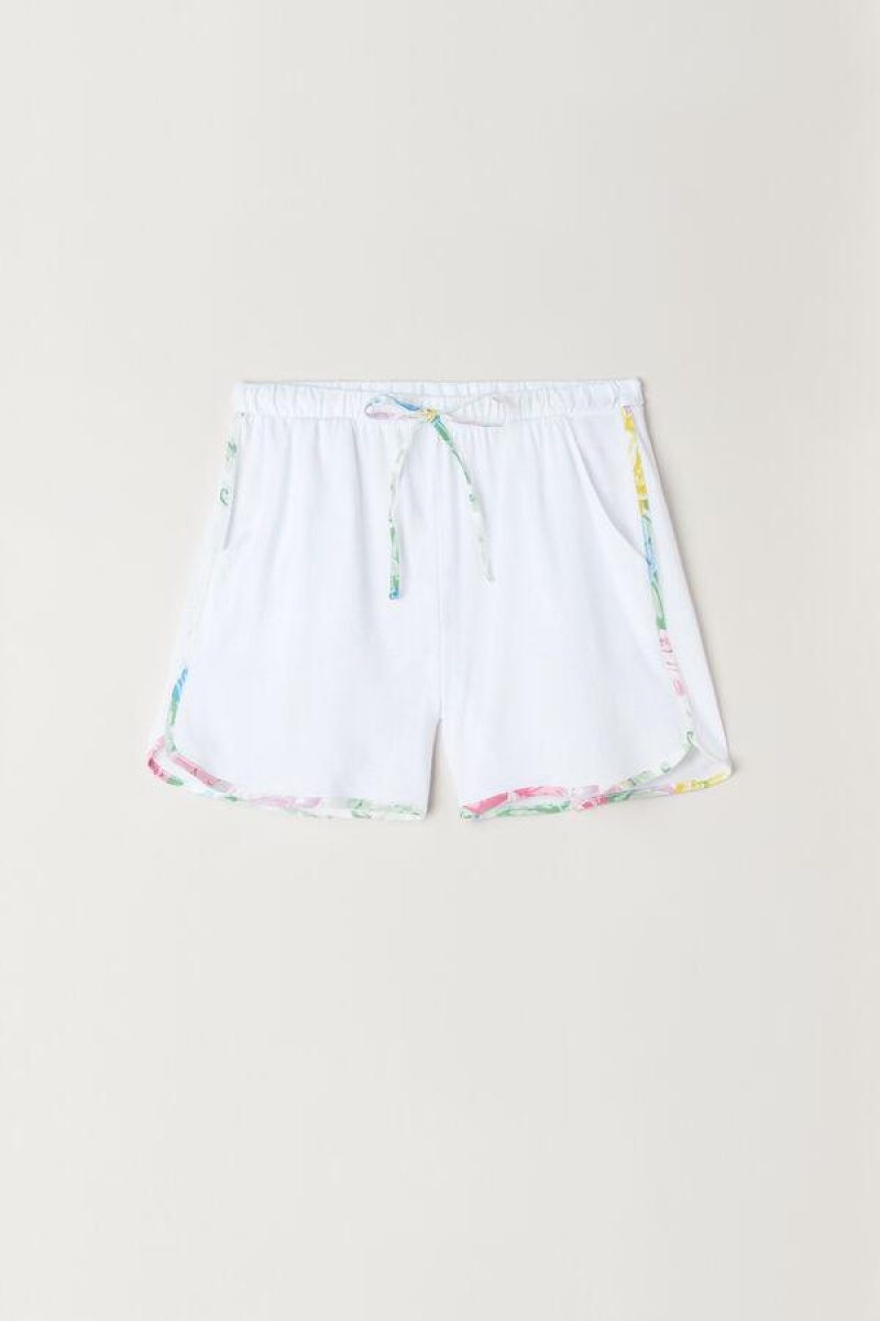 Intimissimi Summer Garden Shorts in Supima® Ultrafresh Cotton Ženske Pidžama Bijele | HR 1986DNN