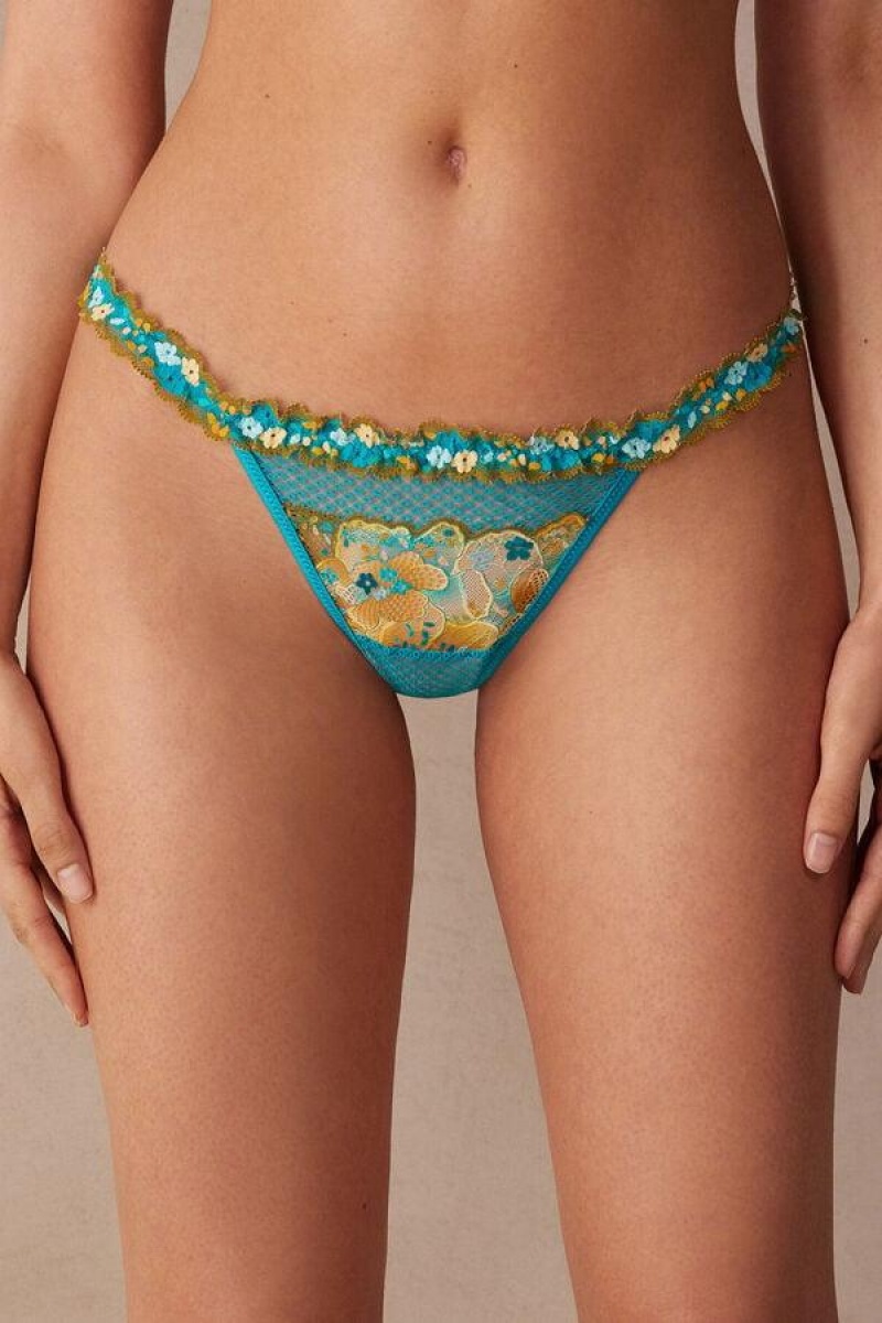 Intimissimi Summer Vibes String Thong Ženske Gaćice Tirkizne Plave | HR 2231BCP