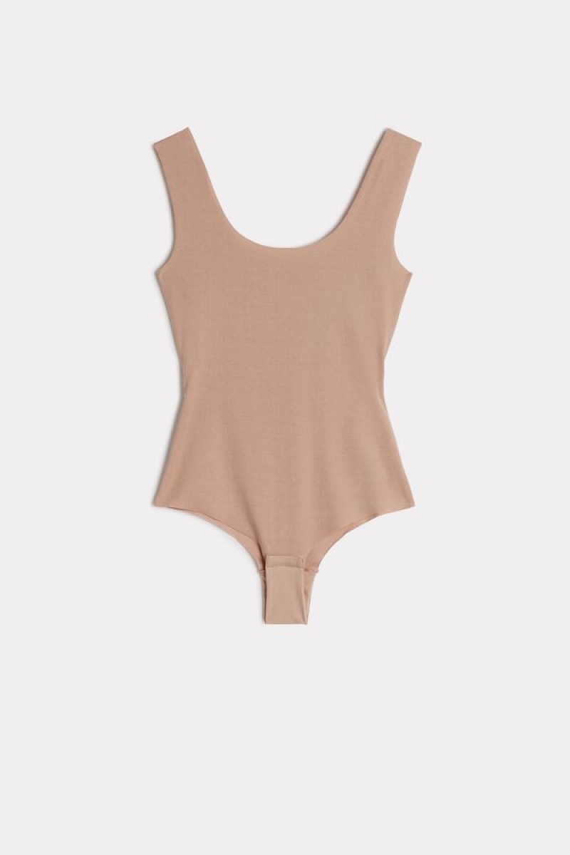 Intimissimi Supima Cotton® Scoop Neck Ženske Bodi Bež | HR 1645PQC