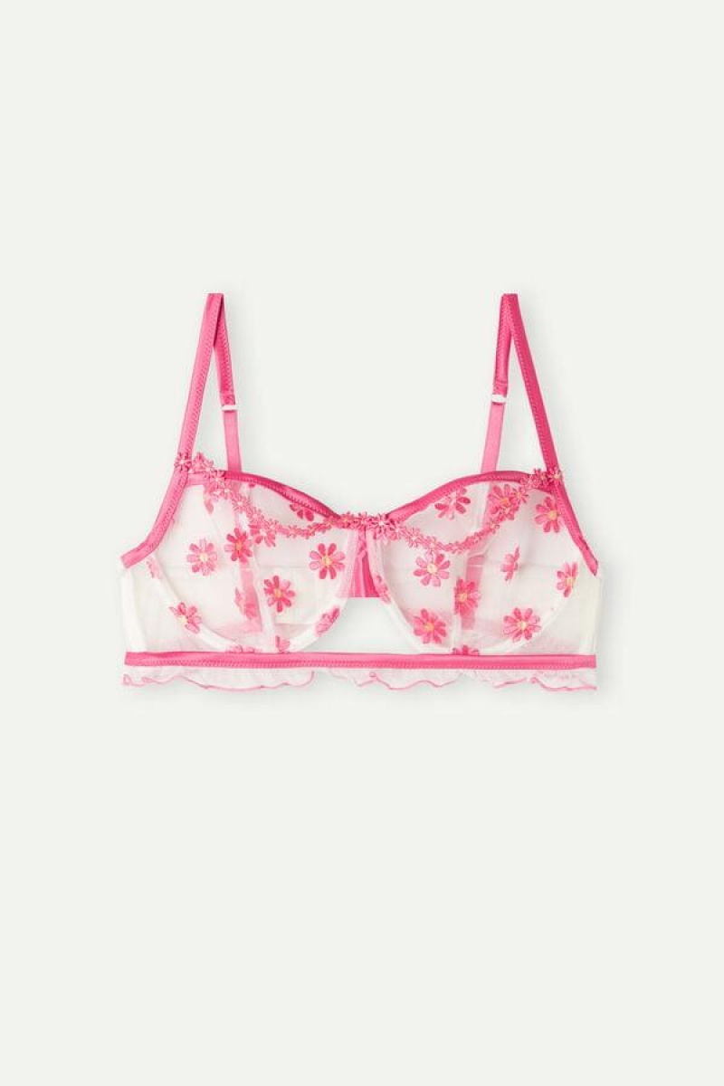 Intimissimi Sweet Like Daisies Balconette Ženske Grudnjaci Fuksije Roze Bijele | HR 1461ISZ