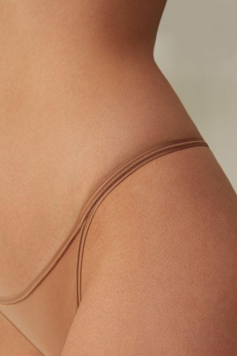 Intimissimi Thong with Ultralight Microfiber Straps Ženske Gaćice Bež | HR 2291YUK