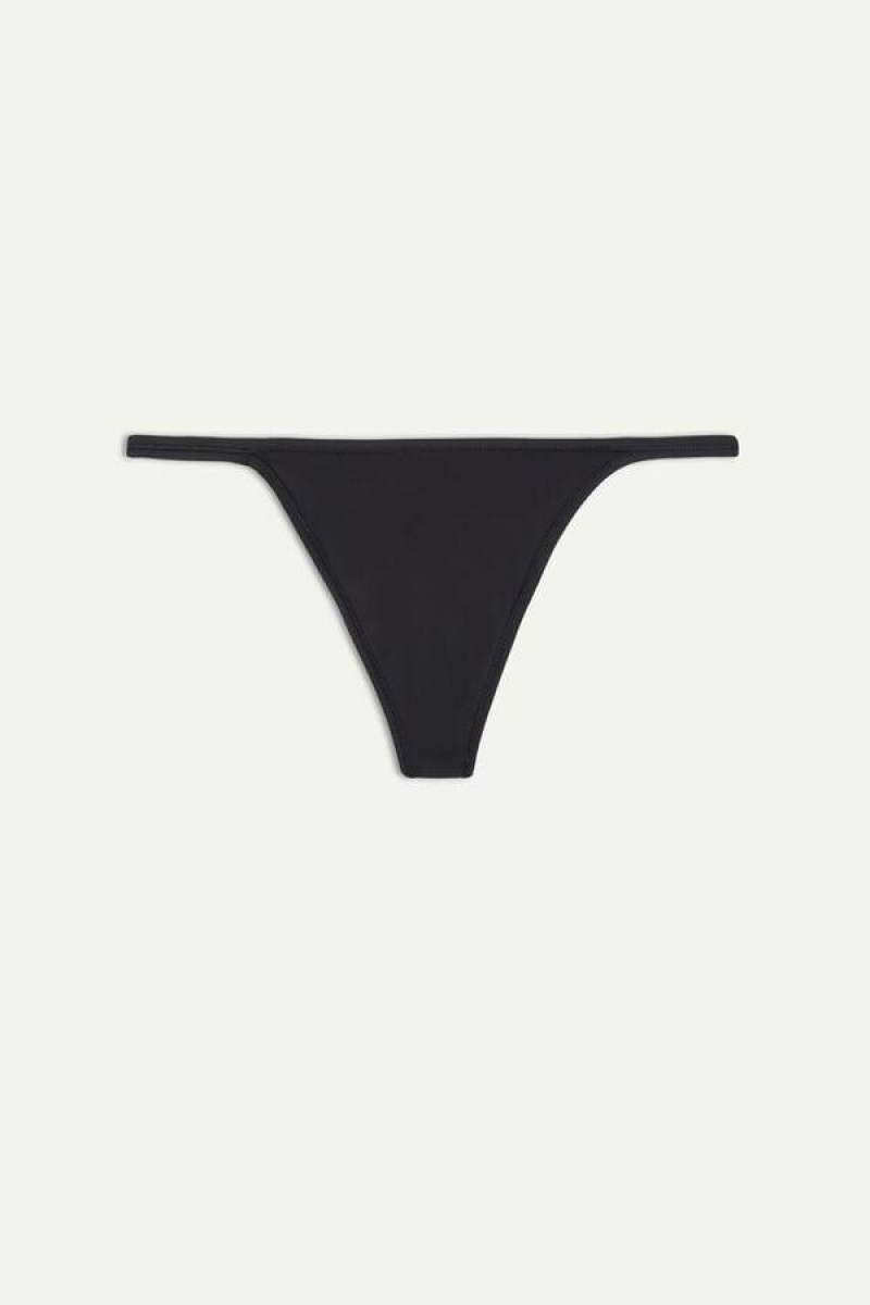 Intimissimi Thong with Ultralight Microfiber Straps Ženske Gaćice Crne | HR 2294ORX