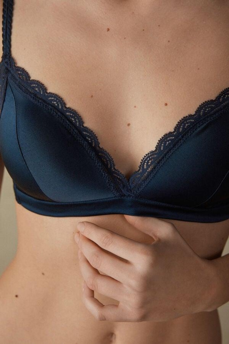 Intimissimi Tiziana Silk and Lace Triangle Ženske Grudnjaci Plave | HR 1402QZD