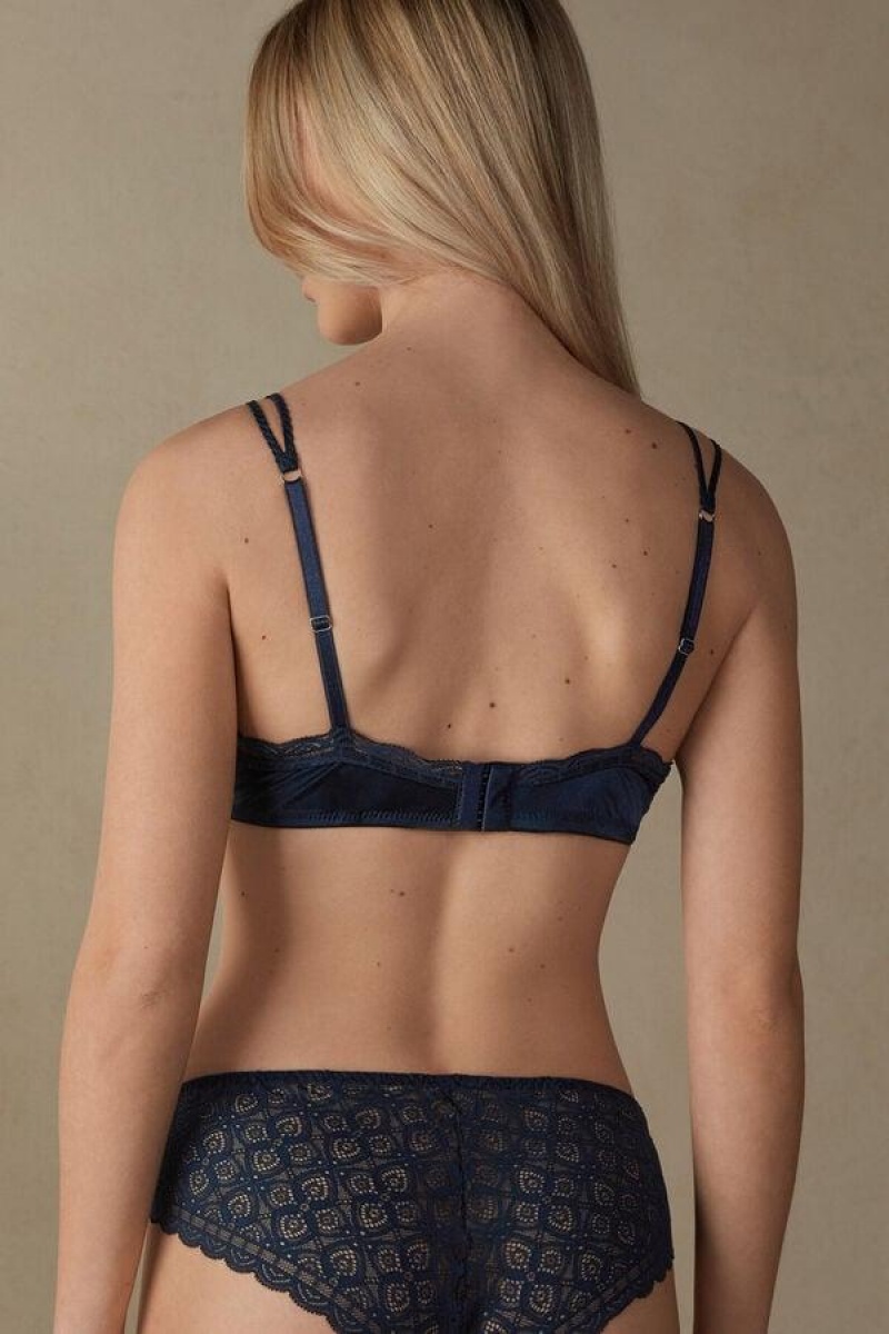 Intimissimi Tiziana Silk and Lace Triangle Ženske Grudnjaci Plave | HR 1402QZD