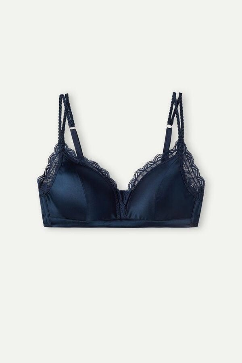 Intimissimi Tiziana Silk and Lace Triangle Ženske Grudnjaci Plave | HR 1402QZD