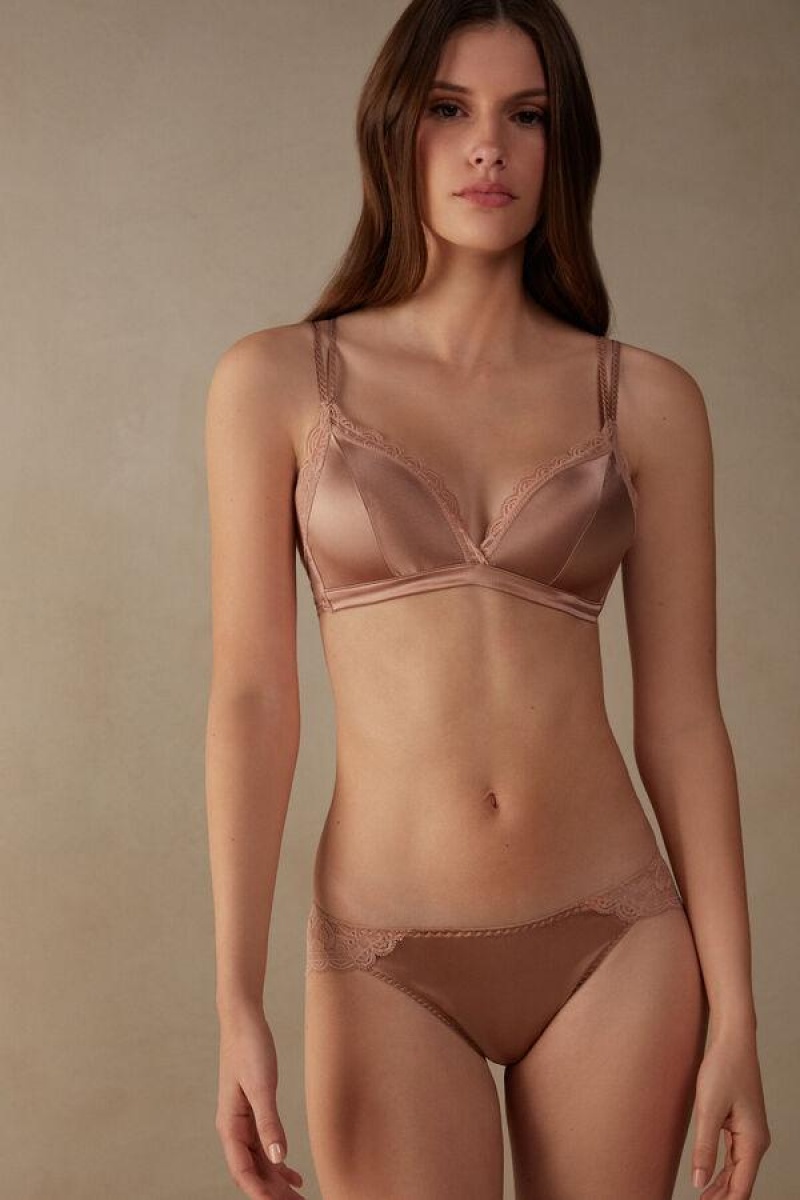 Intimissimi Tiziana Silk and Lace Triangle Ženske Grudnjaci Roze | HR 1443HKW