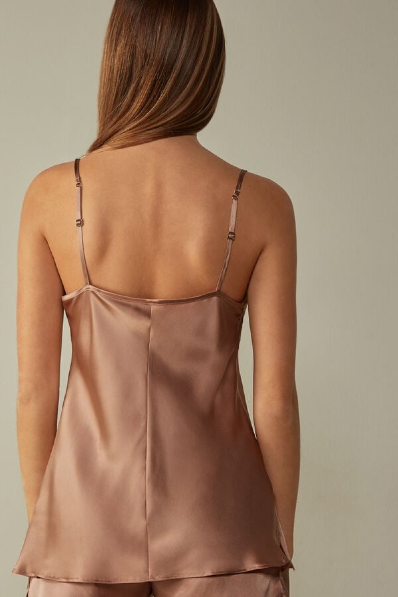 Intimissimi Top in Silk Satin Ženske Majica bez Rukava Roze | HR 1692TVJ