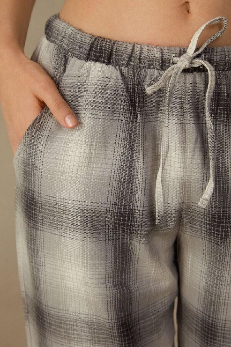 Intimissimi Warm Cuddles Pants in Brushed Cloth Ženske Pidžama Sive Bijele | HR 2064DNN