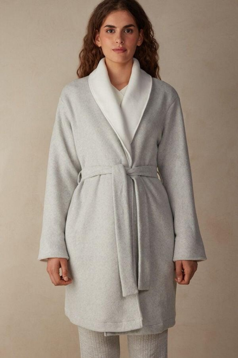 Intimissimi Warm Cuddles Robe Ženske Pidžama Sive Bijele | HR 2199KIR