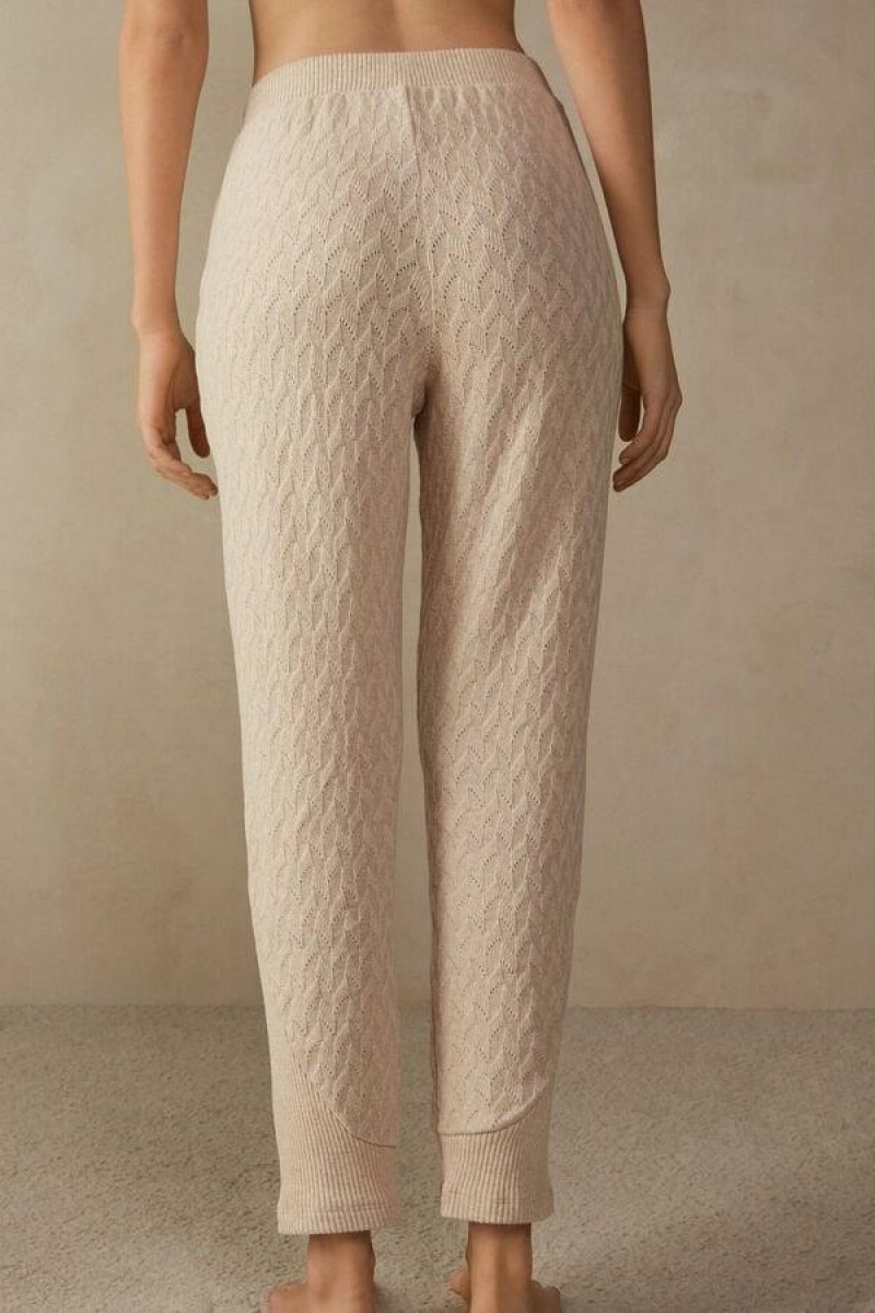 Intimissimi Winter Braid Full Length Cuffed Pants Ženske Pidžama Bež | HR 2063SOB