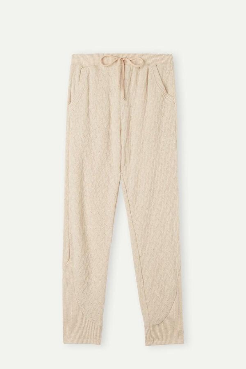 Intimissimi Winter Braid Full Length Cuffed Pants Ženske Pidžama Bež | HR 2063SOB