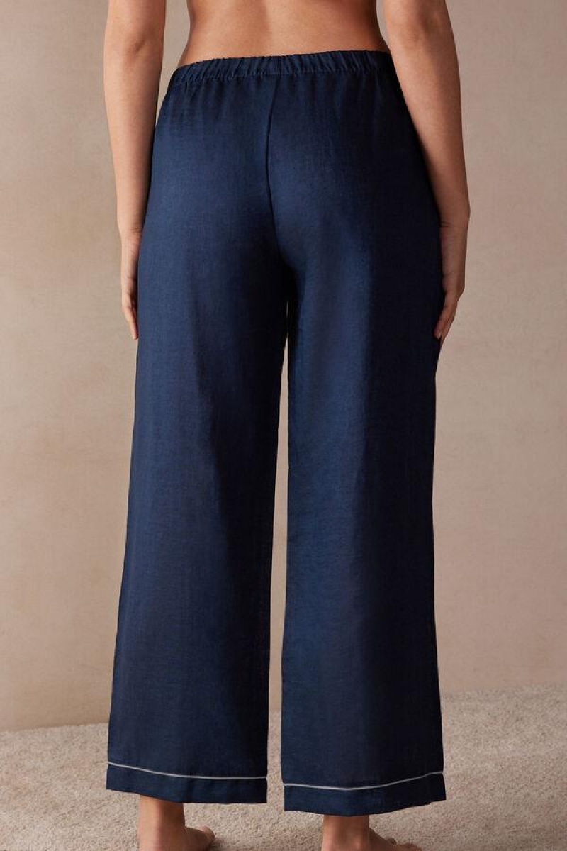 Intimissimi Yacht Night Linen Pants Ženske Pidžama Plave | HR 2026QZD