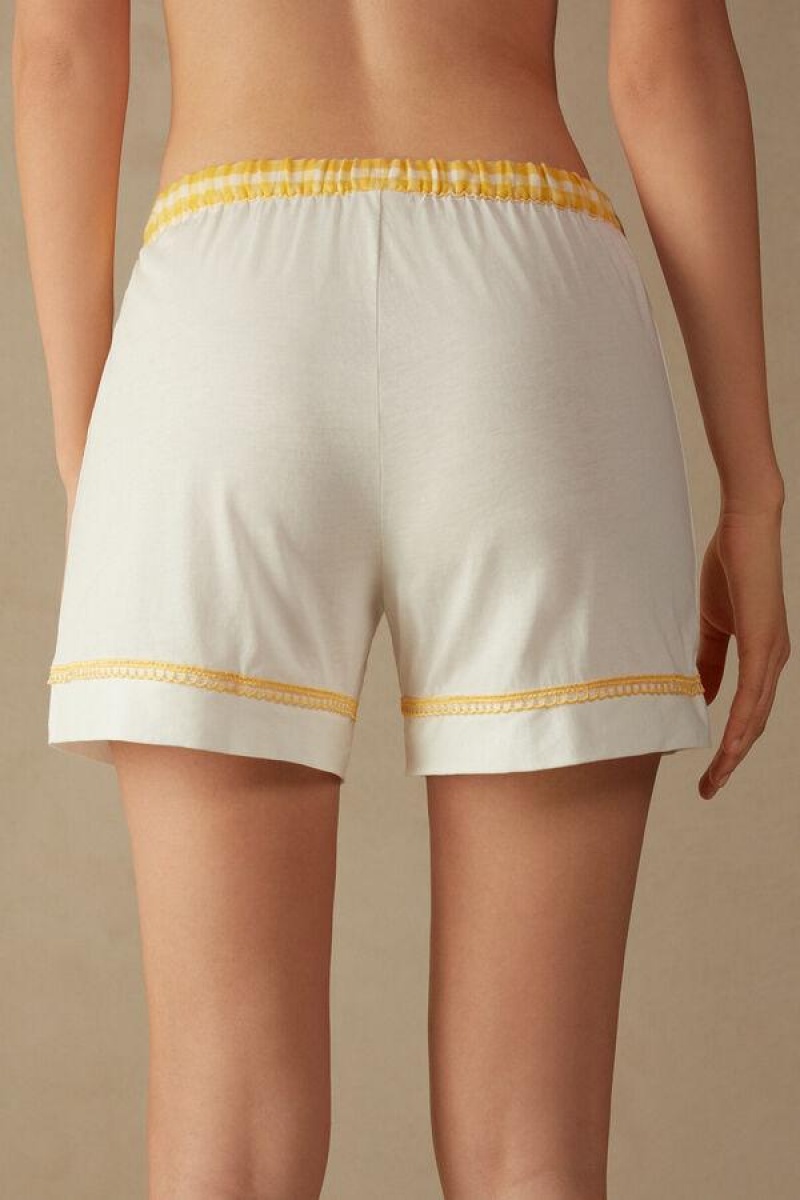 Intimissimi Yellow Submarine Shorts in Supima® Ultrafresh Cotton Ženske Pidžama Bijele | HR 1987FMM