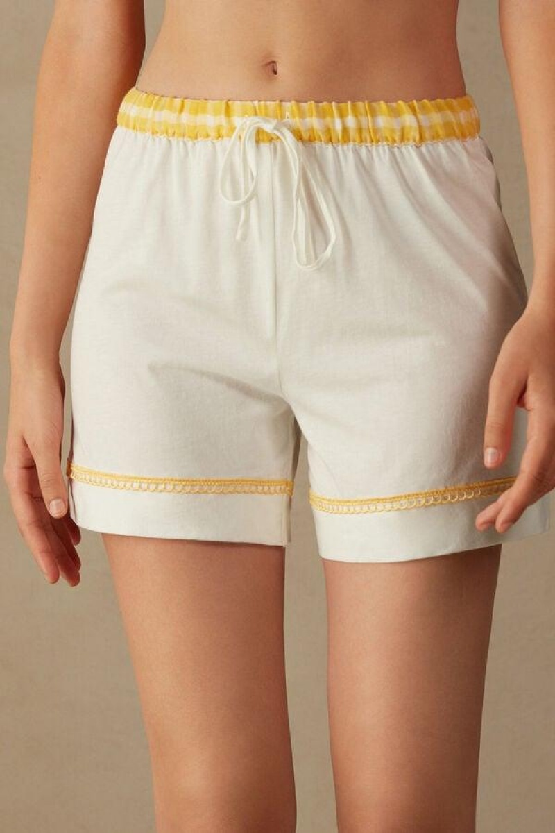 Intimissimi Yellow Submarine Shorts in Supima® Ultrafresh Cotton Ženske Pidžama Bijele | HR 1987FMM