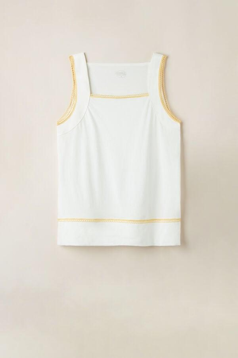 Intimissimi Yellow Submarine Tank Top in Supima® Ultrafresh Cotton Ženske Pidžama Bijele | HR 2116DNN